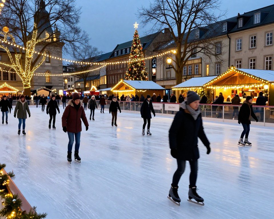Luxembourg winter market ice skating