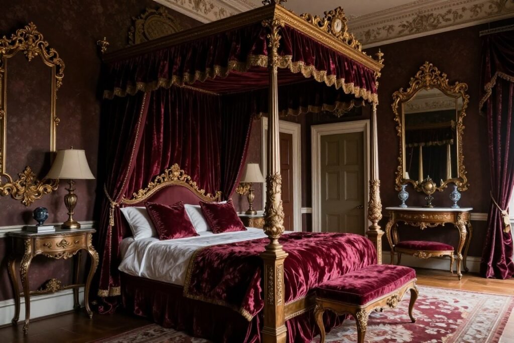 Best Hotels in Edinburgh Scotland 1 Luxurious bedroom at Prestonfield House hotel in Edinburgh Scotland