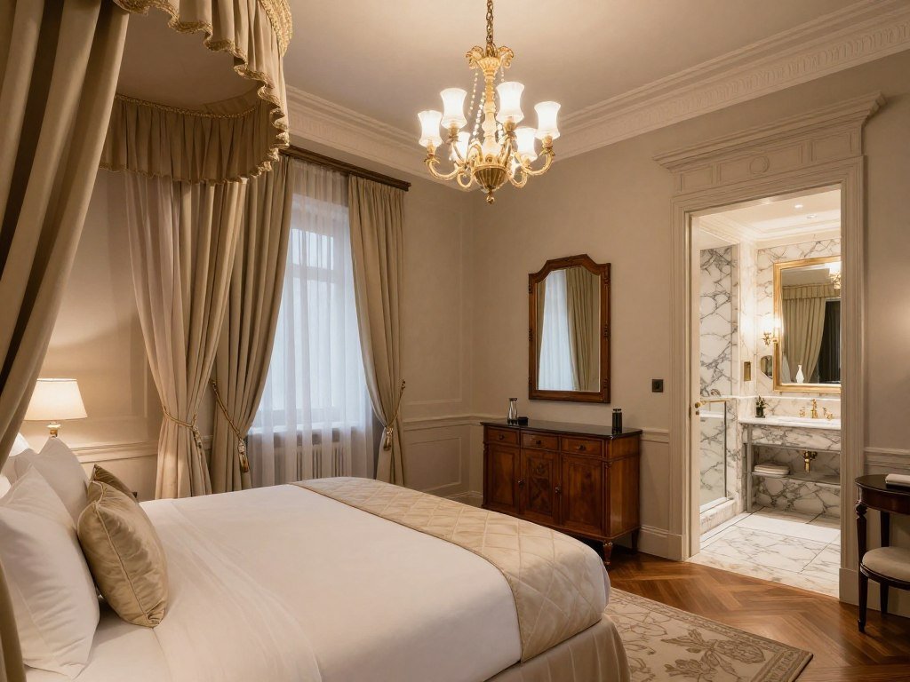 Luxury hotel room interior in Nuremberg with elegant furnishings