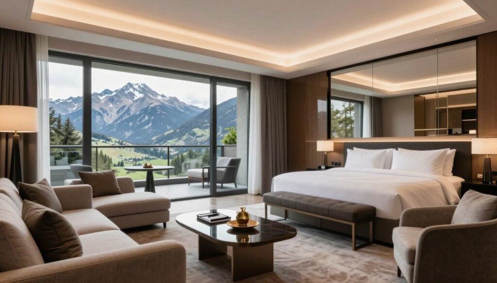Luxury hotel suite with mountain views in Schaan area