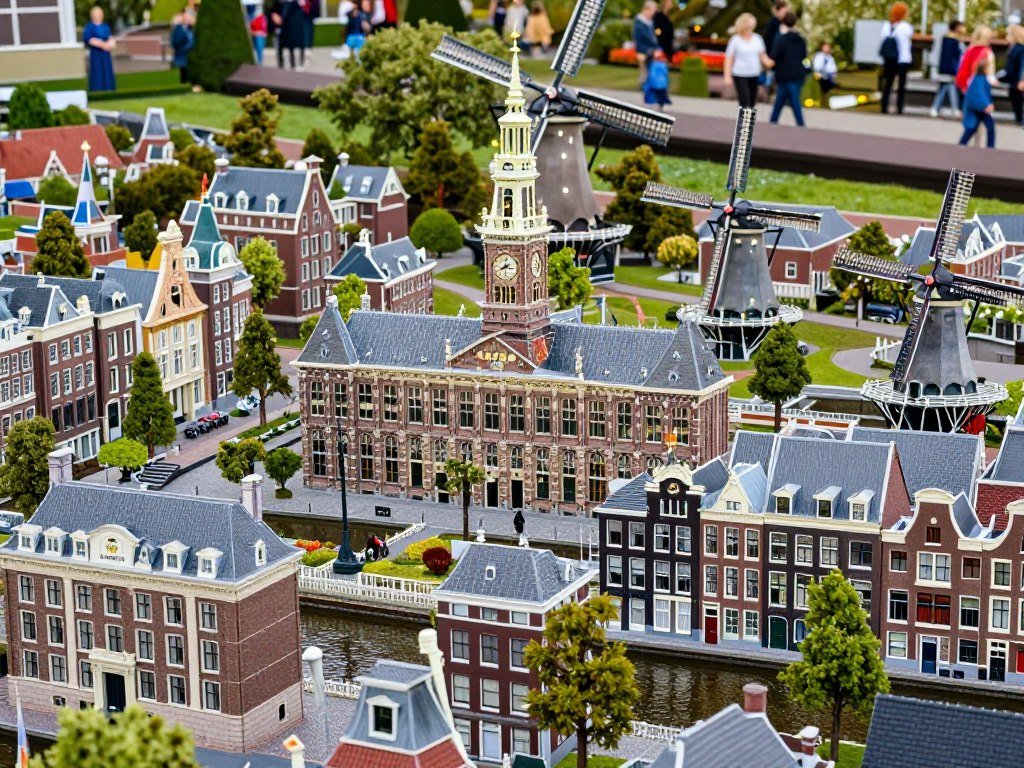 Madurodam miniature park in The Hague showing detailed replicas of famous Dutch landmarks