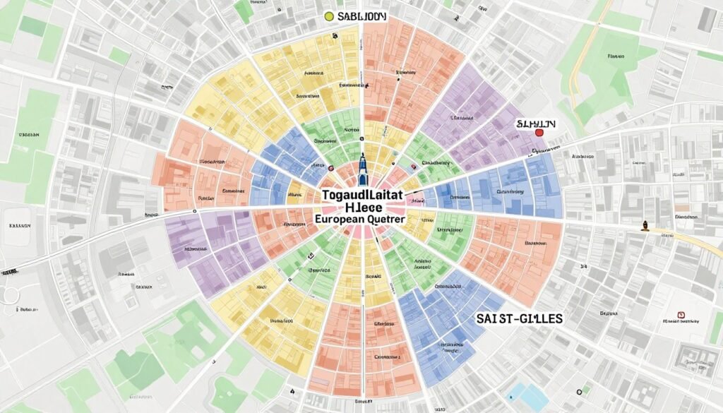 The Best Hotels in Brussels 1 Map of Brussels neighborhoods highlighting the best areas for hotels