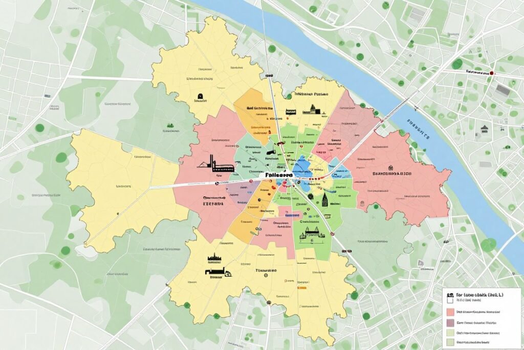 Map of Cologne neighborhoods and districts