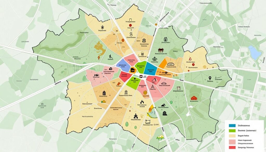 Map of Differdange neighborhoods and hotel locations