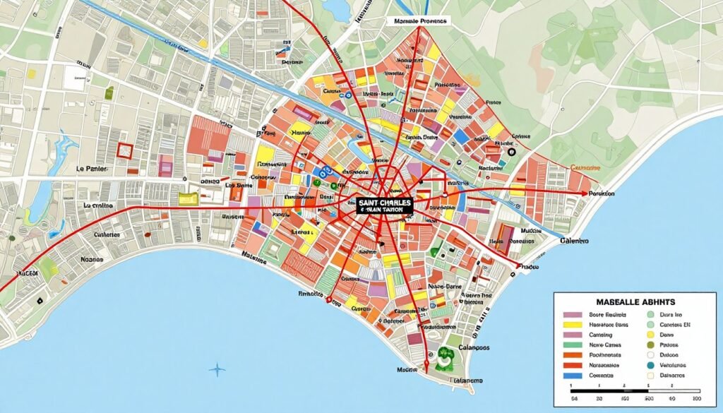 The Best Hotels in Marseille 11 Map of Marseille showing key hotel districts, transportation hubs, and major attractions