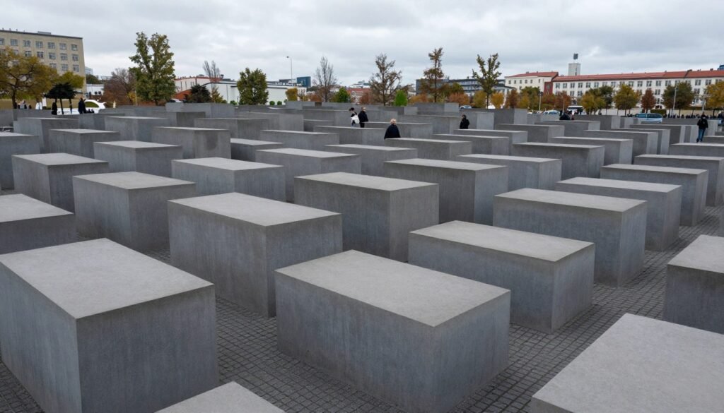 The Best Things to Do in Berlin 2 Memorial to the Murdered Jews of Europe with concrete pillars creating a solemn atmosphere