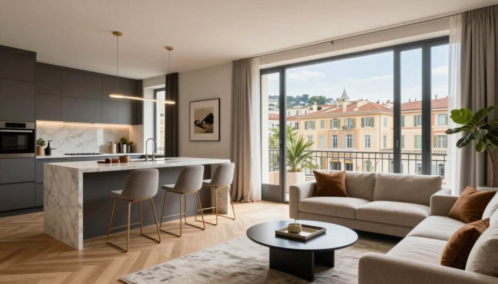 The Best Hotels in Nice 13 Modern apartment interior at Palais Saleya with historic exterior views