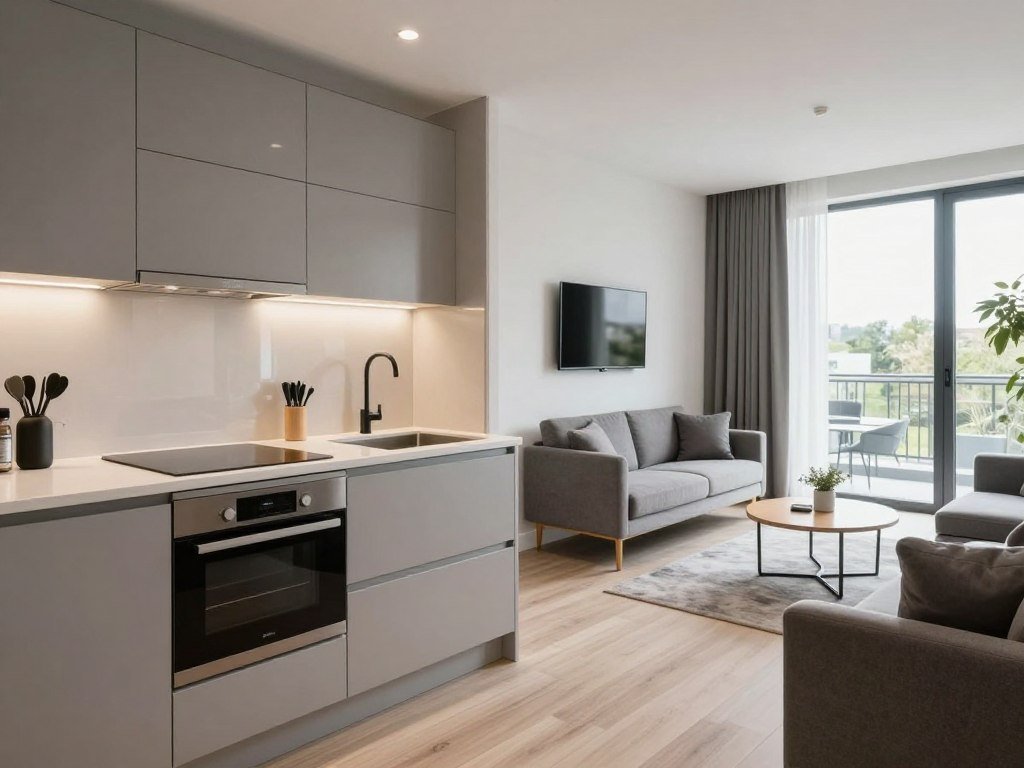Modern apartment-style room at Residhome Luxembourg Esch-Belval with kitchenette