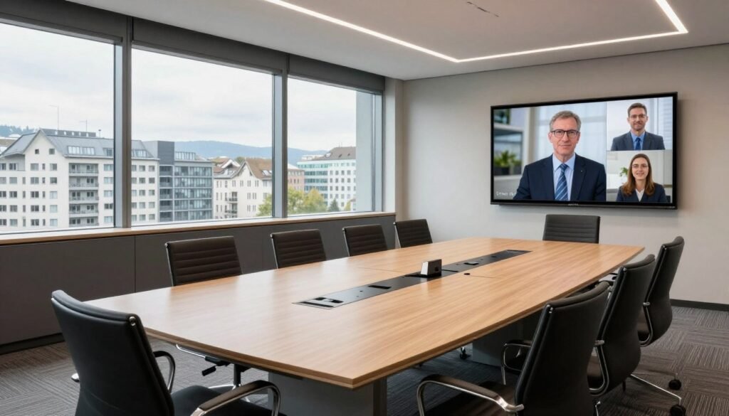 Modern business hotel conference room and workspace in Zurich