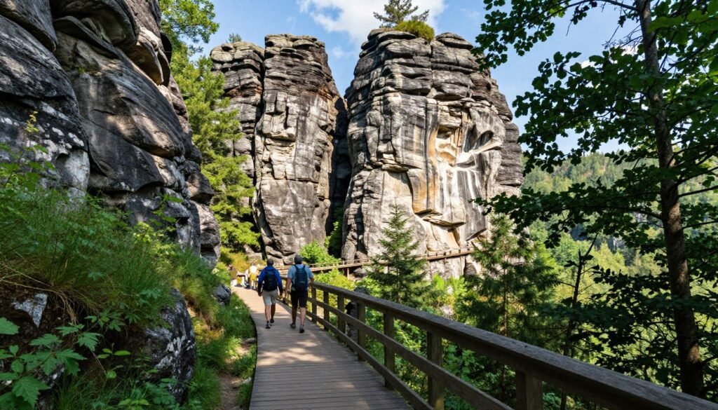 Mullerthal trail through forest Luxembourg
