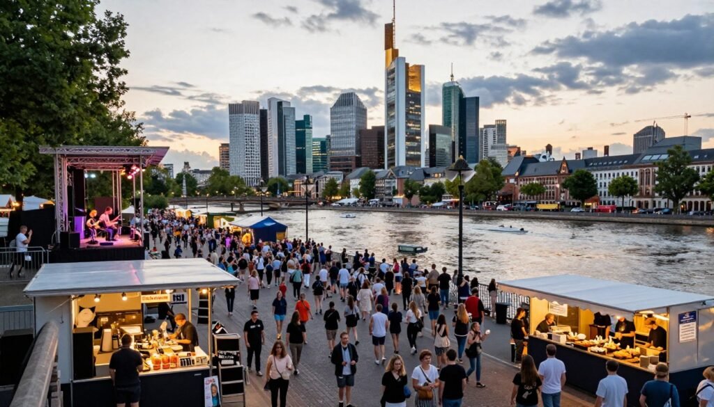 The Best Things to Do in Frankfurt 32 Museum Embankment Festival with crowds along Main River and live music stages