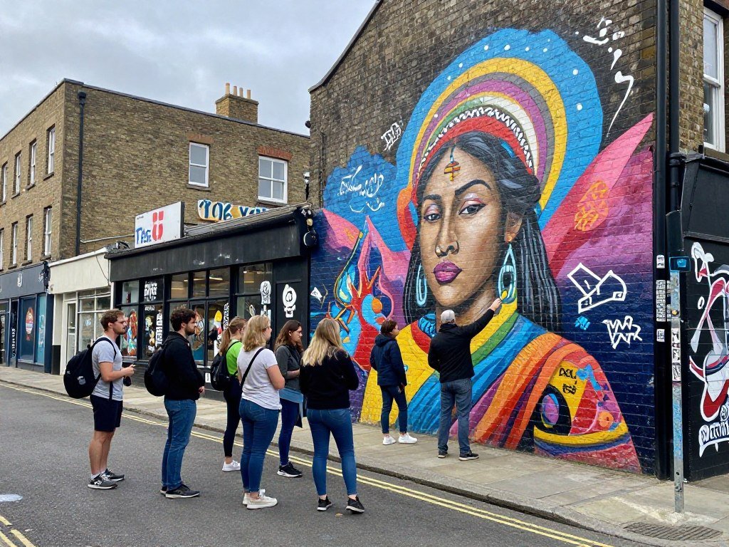 Northern Quarter street art tour showing colorful murals