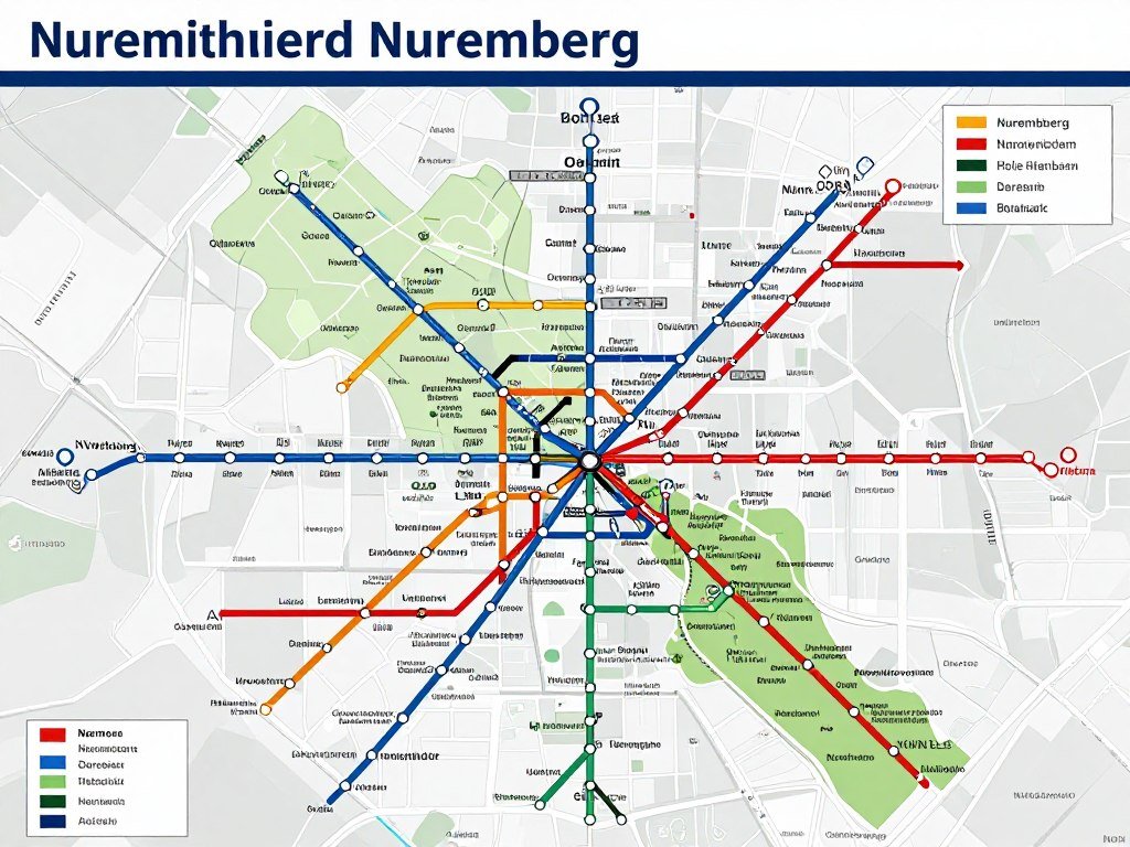 Nuremberg transportation map showing hotel locations and transit connections