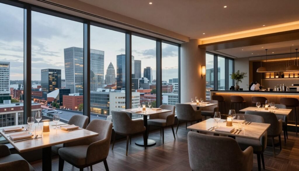 Best Restaurants Birmingham England 3 Orelle restaurant in Birmingham England with panoramic city views