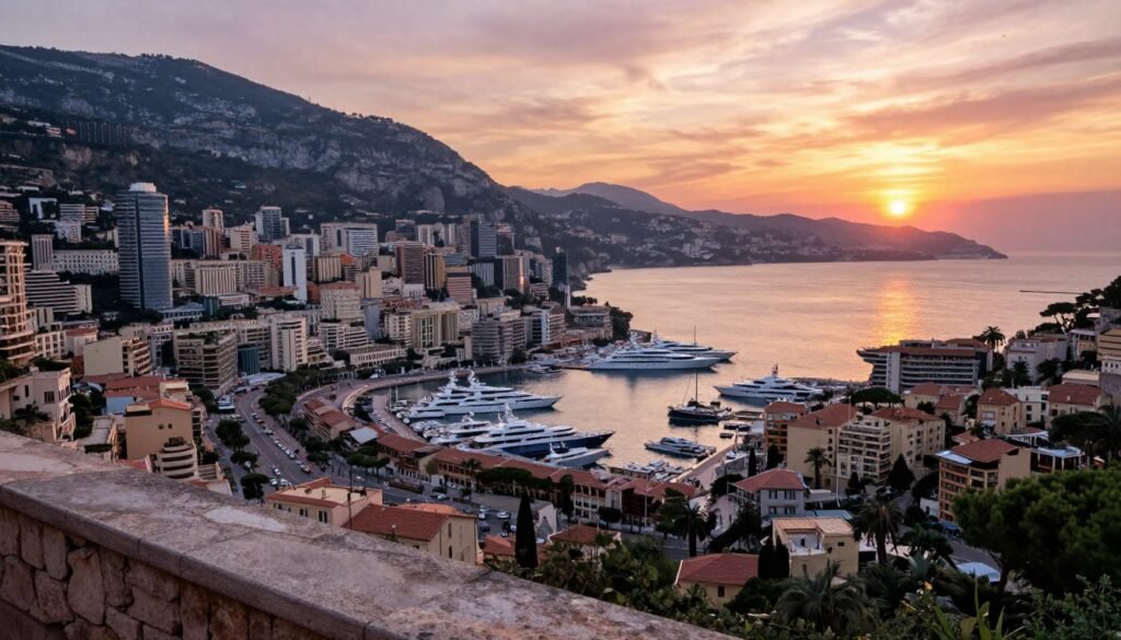 The Best Things to Do in Monaco 17 Panoramic view from Monaco-Ville ramparts at sunset