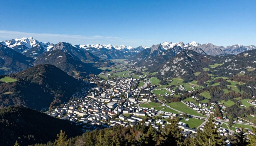 The Best Things to Do in Salzburg 5 Panoramic view from Untersberg mountain showing Salzburg city and the surrounding Alps