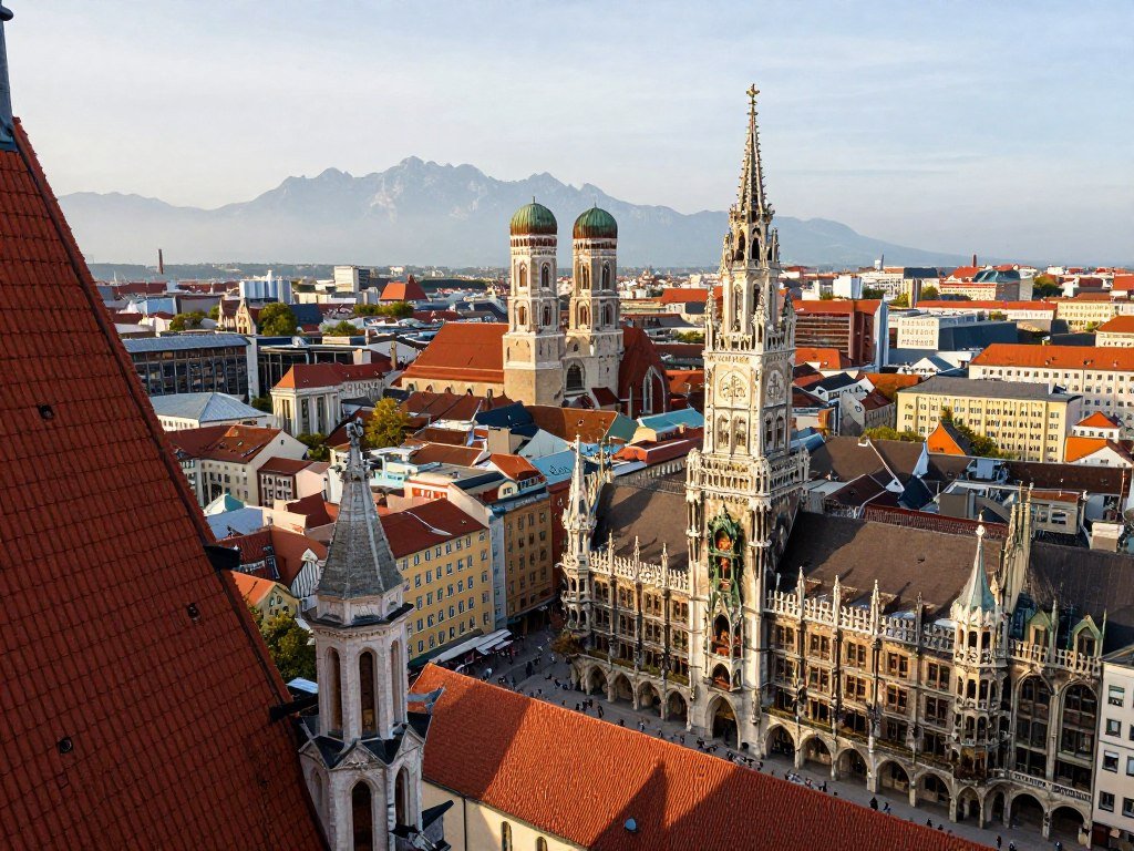 Panoramic view of Munich from St Peter's tower