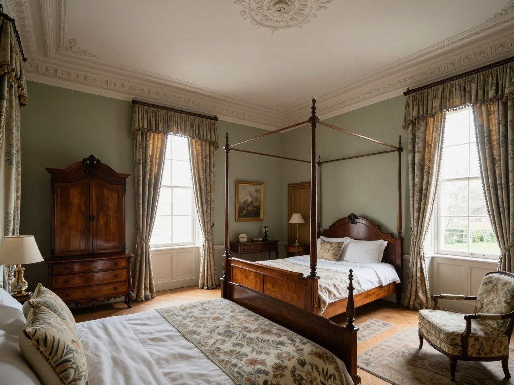 Period-style bedroom at Hotel Patritius in Bruges
