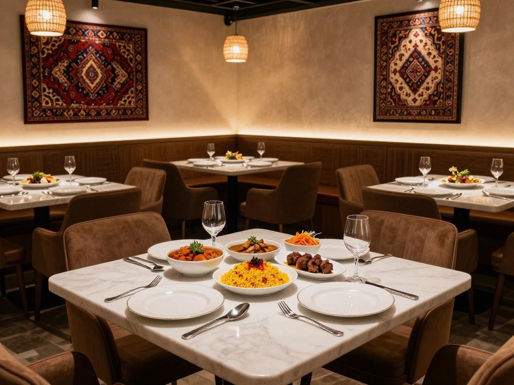 Persian restaurant interior in Frankfurt with traditional dishes