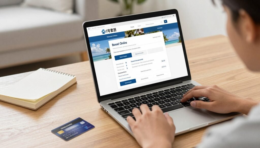 Person booking hotel online