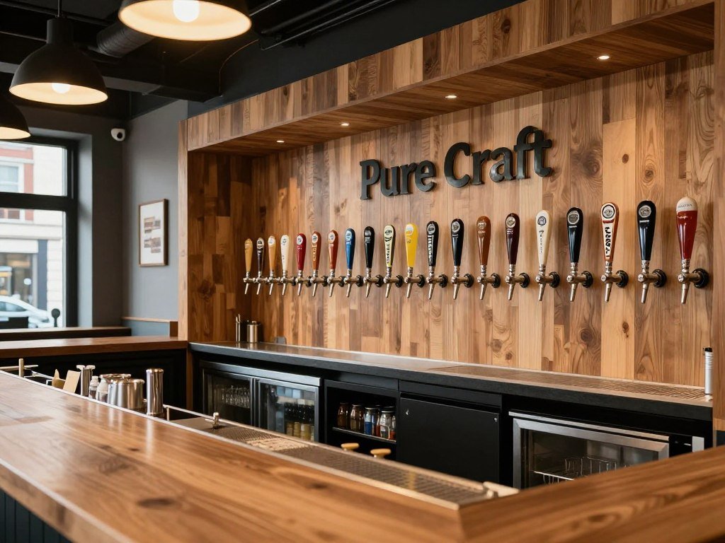 Pure Craft Bar & Kitchen in Birmingham town centre with modern interior and craft beer taps
