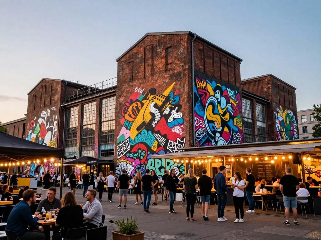 The Best Things to Do in Berlin 28 RAW Gelände nightlife complex with industrial buildings and colorful street art