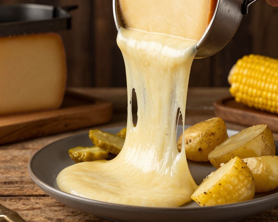 Raclette being prepared at traditional Geneva restaurant