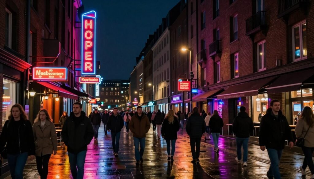 The Best Things to Do in Hamburg 27 Reeperbahn nightlife scene with illuminated signs and crowds