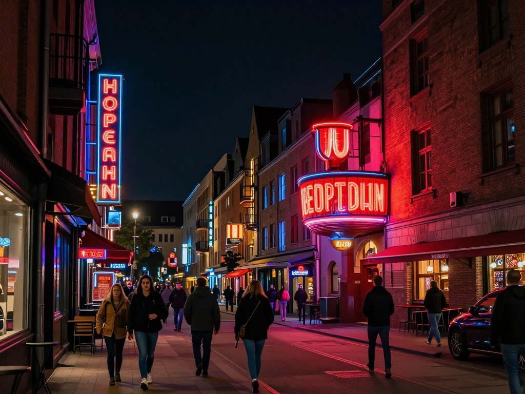 The Best Things to Do in Hamburg 7 Reeperbahn street at night with neon lights and people walking