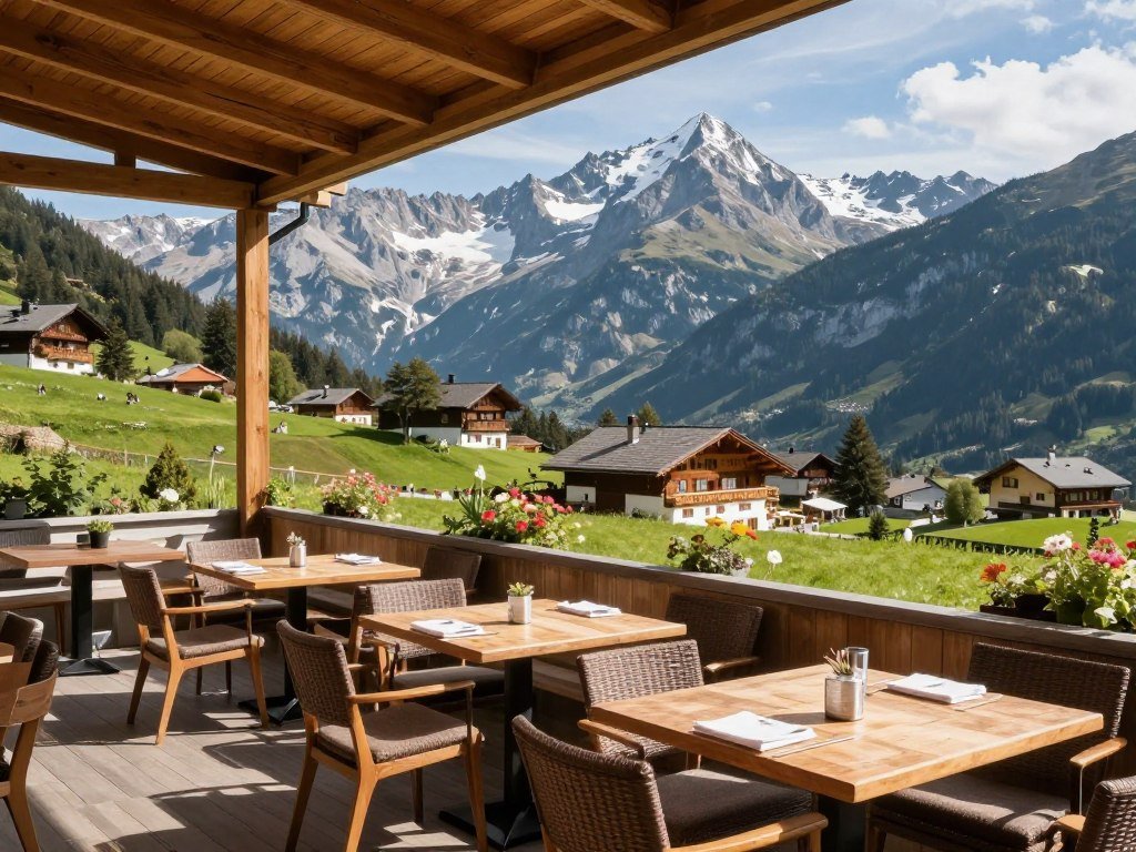 Restaurant Falknis mountain view dining terrace