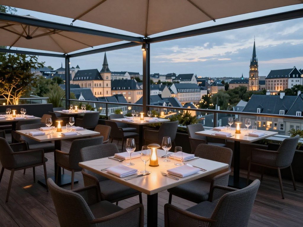 Restaurant Le Sud elegant rooftop dining terrace with city views