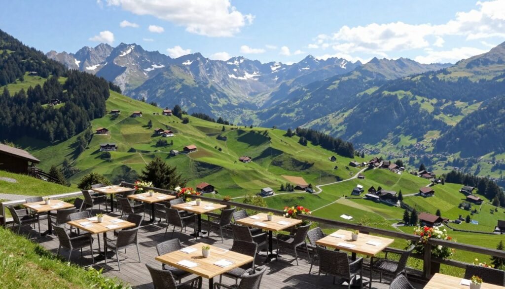 Restaurant Moosegg terrace view over Emmental valley