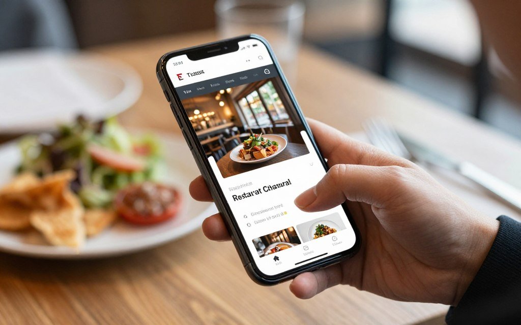 Restaurant reservation being made on smartphone