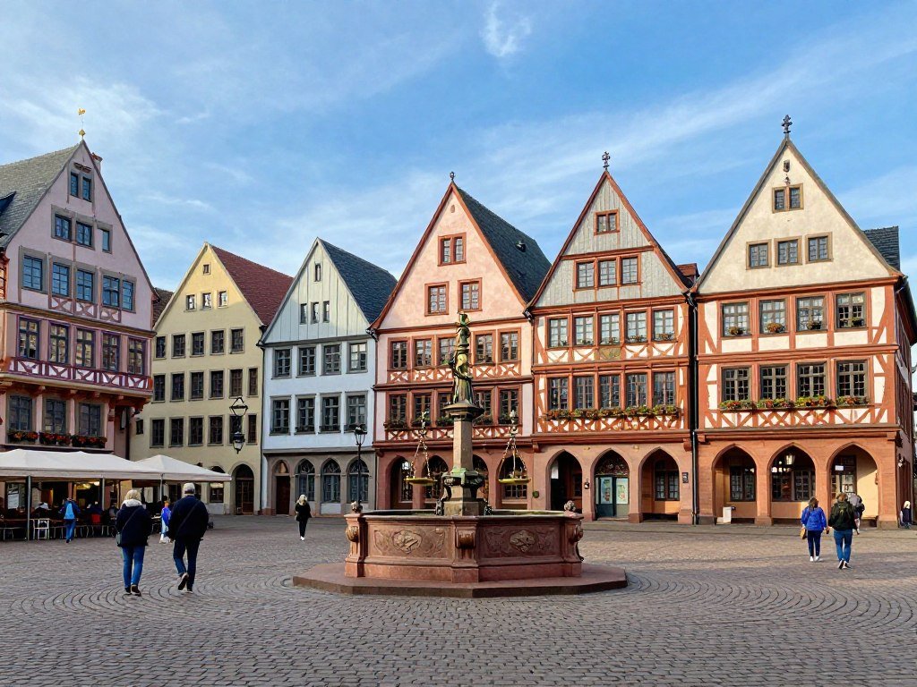 The Best Things to Do in Frankfurt 1 Römerberg square with colorful half-timbered houses and Fountain of Justice in old town Frankfurt