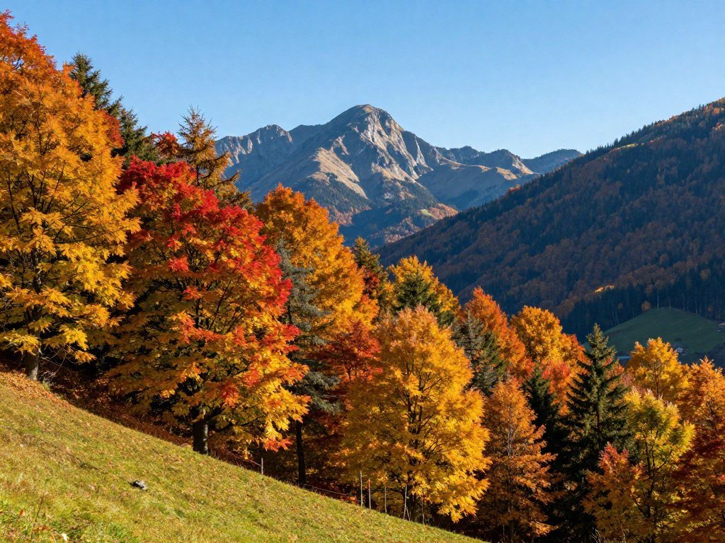 Schaan in autumn with colorful foliage