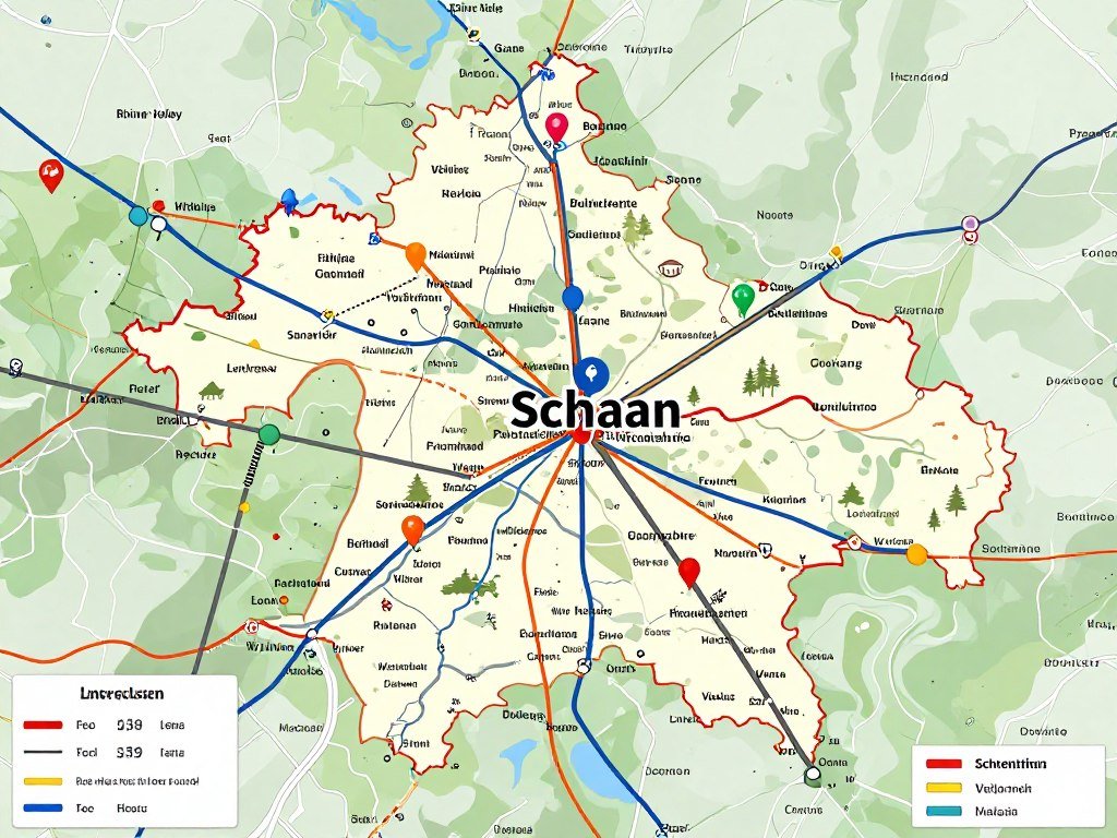 Schaan location map showing proximity to attractions