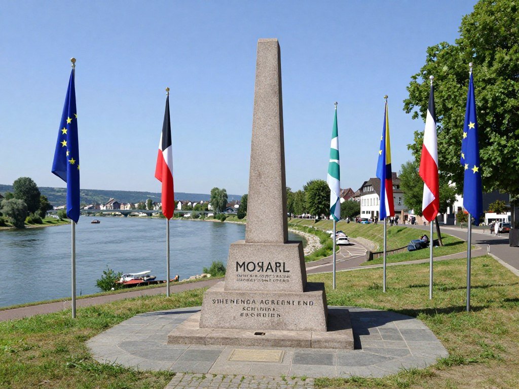 Schengen monument at three borders point