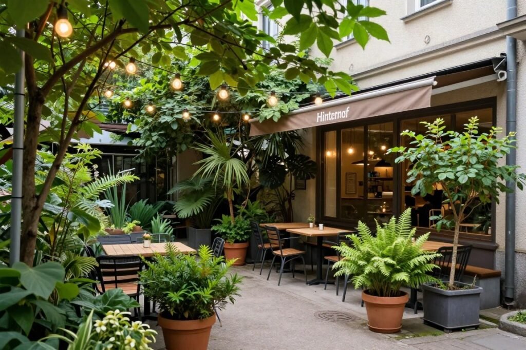 Secret garden at Café Kandl restaurant in Vienna's 7th district