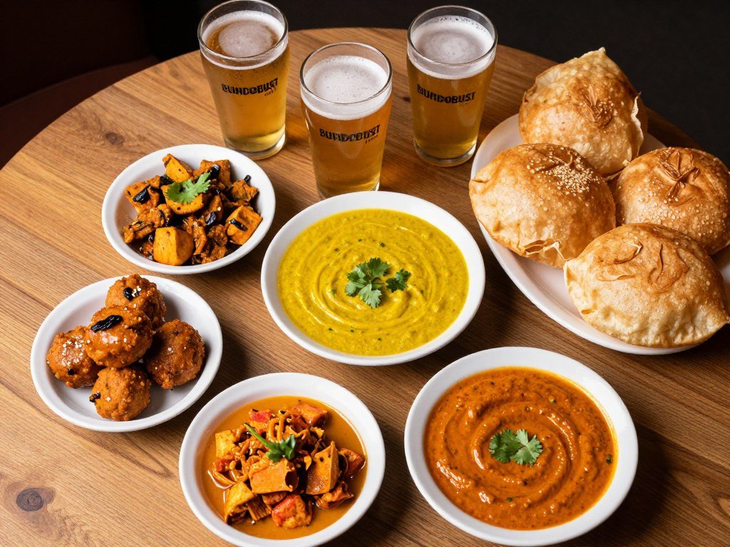 Selection of colorful Indian street food dishes at Bundobust Manchester