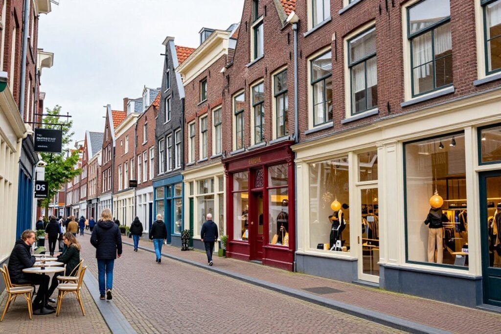 Shopping in the Golden Streets of Haarlem with boutique shops and historic architecture