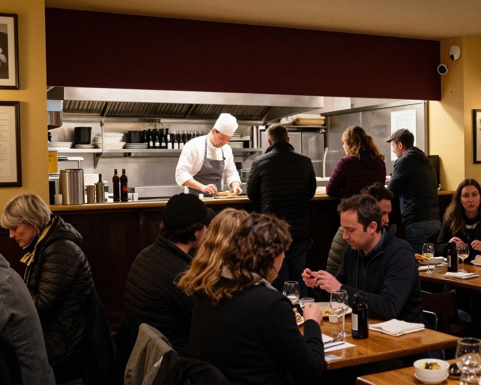 Small neighborhood restaurant with locals dining