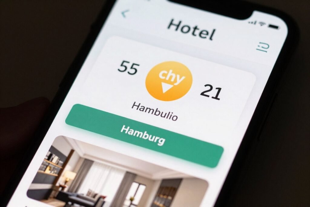 The Best Hotels in Hamburg 30 Smartphone showing hotel price alert notification
