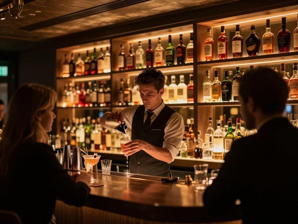 The Best Things to Do in Berlin 39 Sophisticated Berlin cocktail bar with bartender preparing drinks