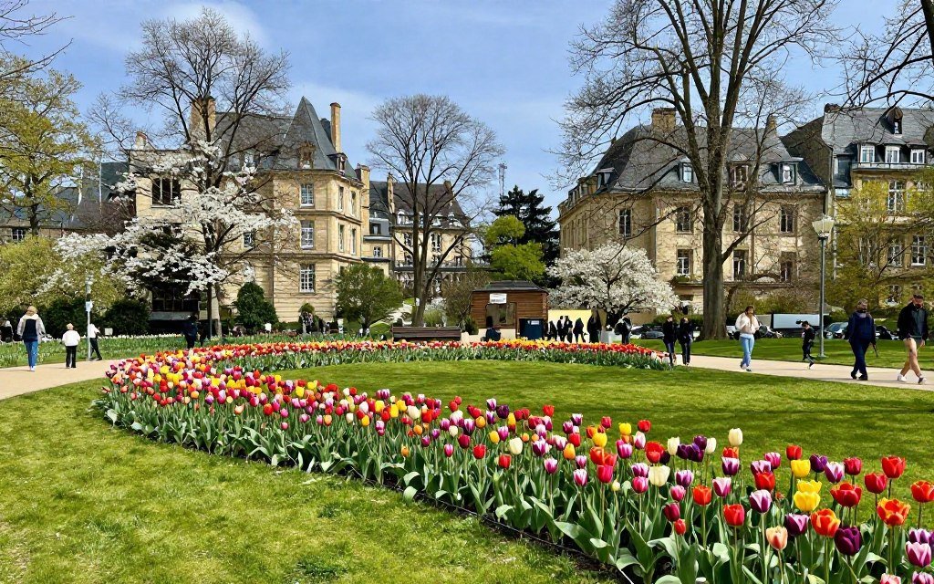 Spring flowers in Luxembourg parks
