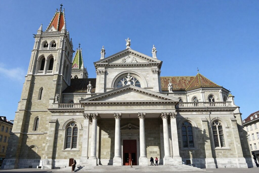 The Best Things to Do in Geneva 5 St. Peter's Cathedral exterior with neoclassical facade