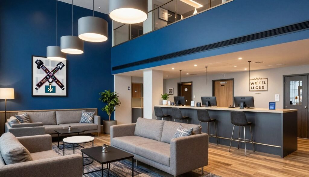 Best Hotels in Edinburgh Scotland 8 Stylish lobby at Motel One Edinburgh-Princes in Edinburgh Scotland