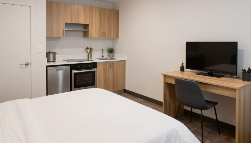 Suburban Studios Tysons Corner Vienna budget hotel room with hotels in vienna amenities