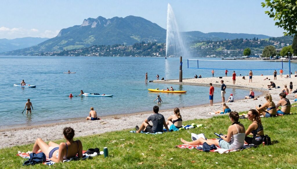 The Best Things to Do in Geneva 41 Summer beach scene at Lake Geneva