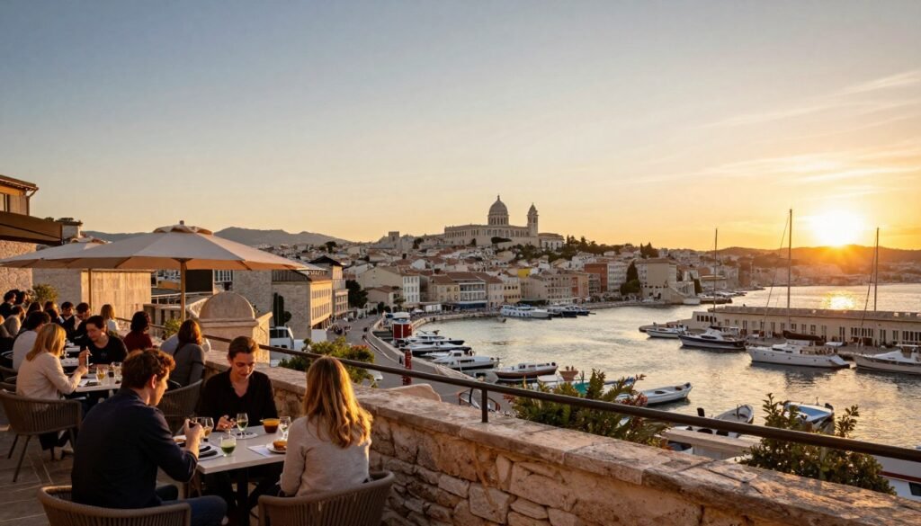 The Best Restaurants in Marseille 13 Sunset view from Café de l'Abbaye terrace in Marseille