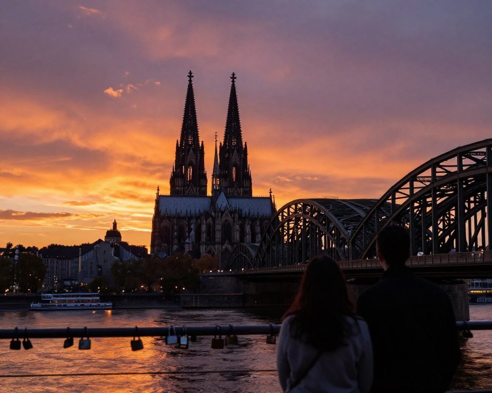 The Best Things to Do in Cologne 4 Sunset view of Cologne from Hohenzollern Bridge with cathedral silhouette